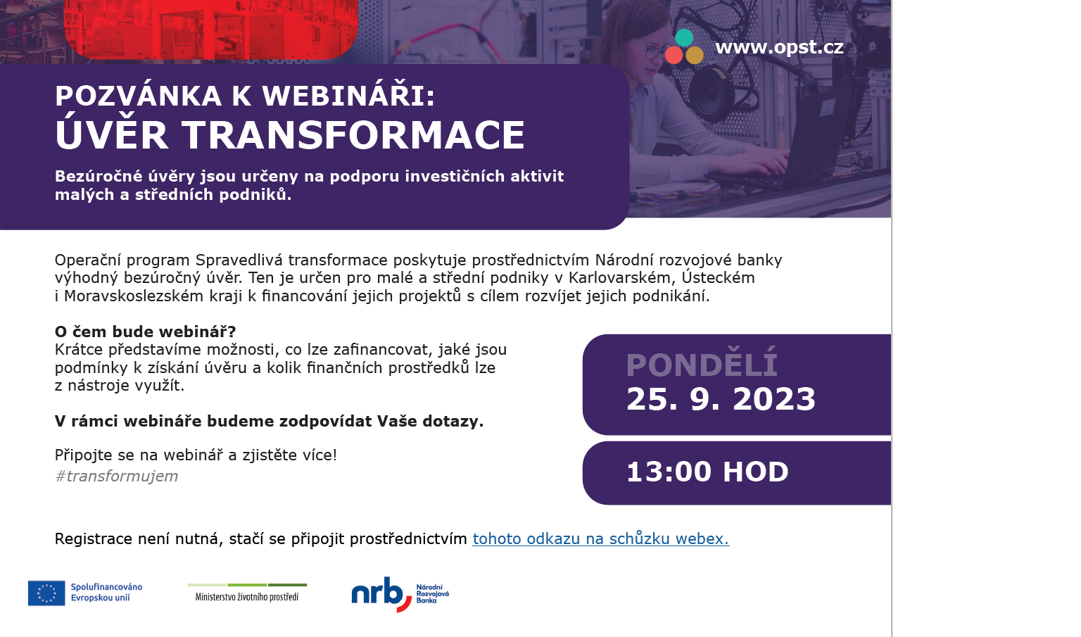 POZVÁNKA K WEBINÁŘI: ÚVĚR TRANSFORMACE